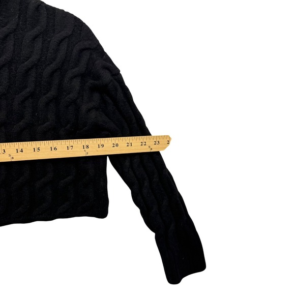 Aritzia Babaton Glory Merino Wool Cable Knit Cropped Sweater Black Size Medium - Picture 5 of 9